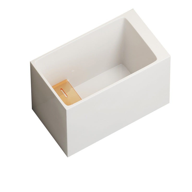 Modern White Rectangular Bathtub Acrylic Back to Wall with Drain Bath Tub Tub Clearhalo 'Bathroom Remodel & Bathroom Fixtures' 'Bathtubs' 'Home Improvement' 'home_improvement' 'home_improvement_bathtubs' 'Showers & Bathtubs' 6413602