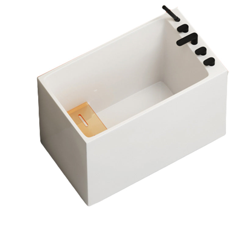 Modern White Rectangular Bathtub Acrylic Back to Wall with Drain Bath Tub Tub with Black 5-Piece Set Clearhalo 'Bathroom Remodel & Bathroom Fixtures' 'Bathtubs' 'Home Improvement' 'home_improvement' 'home_improvement_bathtubs' 'Showers & Bathtubs' 6413603