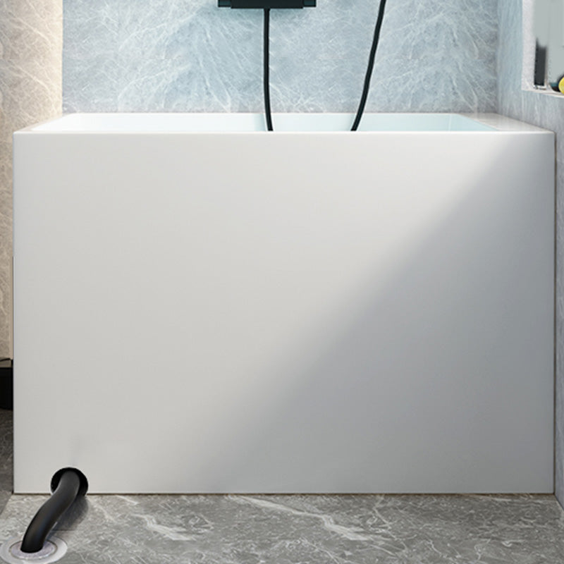 Modern White Rectangular Bathtub Acrylic Back to Wall with Drain Bath Tub Clearhalo 'Bathroom Remodel & Bathroom Fixtures' 'Bathtubs' 'Home Improvement' 'home_improvement' 'home_improvement_bathtubs' 'Showers & Bathtubs' 6413614