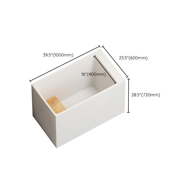 Modern White Rectangular Bathtub Acrylic Back to Wall with Drain Bath Tub Clearhalo 'Bathroom Remodel & Bathroom Fixtures' 'Bathtubs' 'Home Improvement' 'home_improvement' 'home_improvement_bathtubs' 'Showers & Bathtubs' 6413617