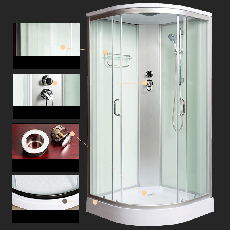 Double Sliding Shower Stall Semi-Frameless 82.5" H Shower Stall in White Clearhalo 'Bathroom Remodel & Bathroom Fixtures' 'Home Improvement' 'home_improvement' 'home_improvement_shower_stalls_enclosures' 'Shower Stalls & Enclosures' 'shower_stalls_enclosures' 'Showers & Bathtubs' 6415908