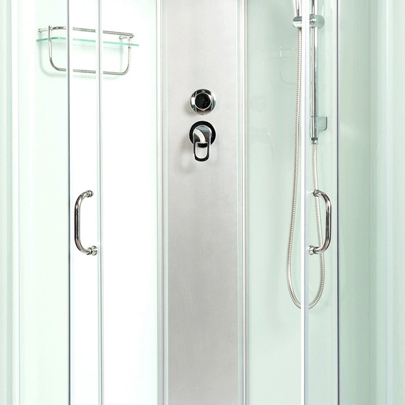 Double Sliding Shower Stall Semi-Frameless 82.5" H Shower Stall in White Clearhalo 'Bathroom Remodel & Bathroom Fixtures' 'Home Improvement' 'home_improvement' 'home_improvement_shower_stalls_enclosures' 'Shower Stalls & Enclosures' 'shower_stalls_enclosures' 'Showers & Bathtubs' 6415913
