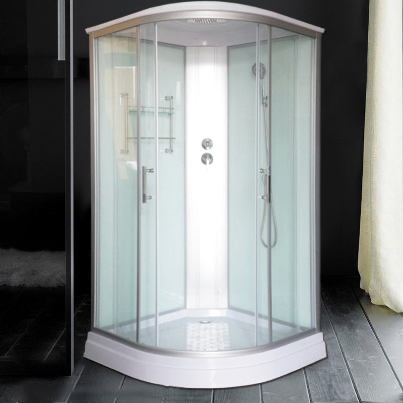 Double Sliding Shower Stall Semi-Frameless 82.5" H Shower Stall in White 43.3"L x 43.3"W x 82.7"H White Clearhalo 'Bathroom Remodel & Bathroom Fixtures' 'Home Improvement' 'home_improvement' 'home_improvement_shower_stalls_enclosures' 'Shower Stalls & Enclosures' 'shower_stalls_enclosures' 'Showers & Bathtubs' 6415917
