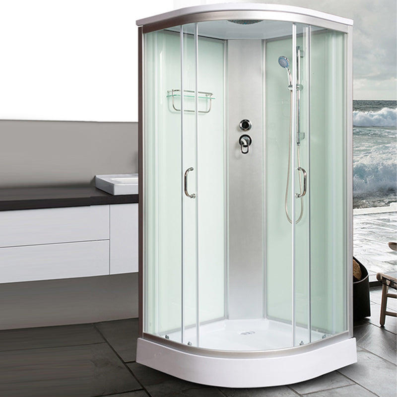Double Sliding Shower Stall Semi-Frameless 82.5" H Shower Stall in White Clearhalo 'Bathroom Remodel & Bathroom Fixtures' 'Home Improvement' 'home_improvement' 'home_improvement_shower_stalls_enclosures' 'Shower Stalls & Enclosures' 'shower_stalls_enclosures' 'Showers & Bathtubs' 6415920
