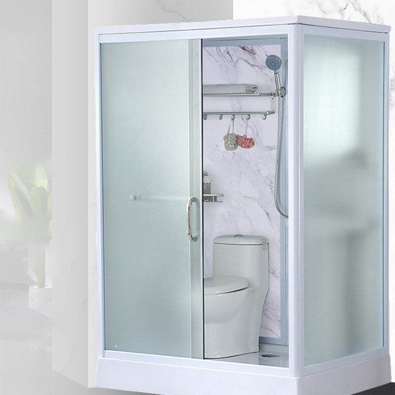 43" W X 86" H Shower Stall Semi-Frameless Rectangle Sliding Shower Kit with Base Included Clearhalo 'Bathroom Remodel & Bathroom Fixtures' 'Home Improvement' 'home_improvement' 'home_improvement_shower_stalls_enclosures' 'Shower Stalls & Enclosures' 'shower_stalls_enclosures' 'Showers & Bathtubs' 6415926