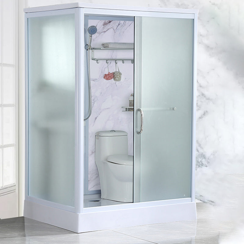 43" W X 86" H Shower Stall Semi-Frameless Rectangle Sliding Shower Kit with Base Included Clearhalo 'Bathroom Remodel & Bathroom Fixtures' 'Home Improvement' 'home_improvement' 'home_improvement_shower_stalls_enclosures' 'Shower Stalls & Enclosures' 'shower_stalls_enclosures' 'Showers & Bathtubs' 6415927
