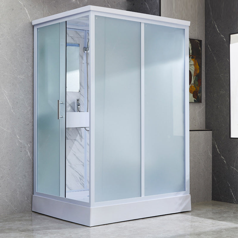 43" W X 86" H Shower Stall Semi-Frameless Rectangle Sliding Shower Kit with Base Included Left Clearhalo 'Bathroom Remodel & Bathroom Fixtures' 'Home Improvement' 'home_improvement' 'home_improvement_shower_stalls_enclosures' 'Shower Stalls & Enclosures' 'shower_stalls_enclosures' 'Showers & Bathtubs' 6415929