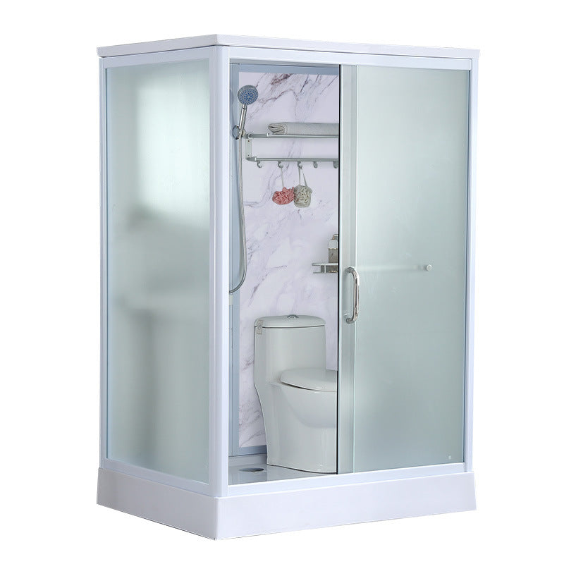 43" W X 86" H Shower Stall Semi-Frameless Rectangle Sliding Shower Kit with Base Included Right Clearhalo 'Bathroom Remodel & Bathroom Fixtures' 'Home Improvement' 'home_improvement' 'home_improvement_shower_stalls_enclosures' 'Shower Stalls & Enclosures' 'shower_stalls_enclosures' 'Showers & Bathtubs' 6415930