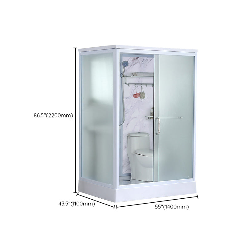 43" W X 86" H Shower Stall Semi-Frameless Rectangle Sliding Shower Kit with Base Included Clearhalo 'Bathroom Remodel & Bathroom Fixtures' 'Home Improvement' 'home_improvement' 'home_improvement_shower_stalls_enclosures' 'Shower Stalls & Enclosures' 'shower_stalls_enclosures' 'Showers & Bathtubs' 6415937