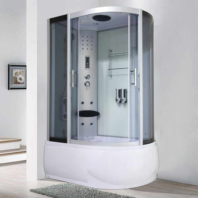 Double Sliding Tub & Shower Kit Home Tempered Glass Tub & Shower Kit Left White Clearhalo 'Bathroom Remodel & Bathroom Fixtures' 'Home Improvement' 'home_improvement' 'home_improvement_shower_stalls_enclosures' 'Shower Stalls & Enclosures' 'shower_stalls_enclosures' 'Showers & Bathtubs' 6415938