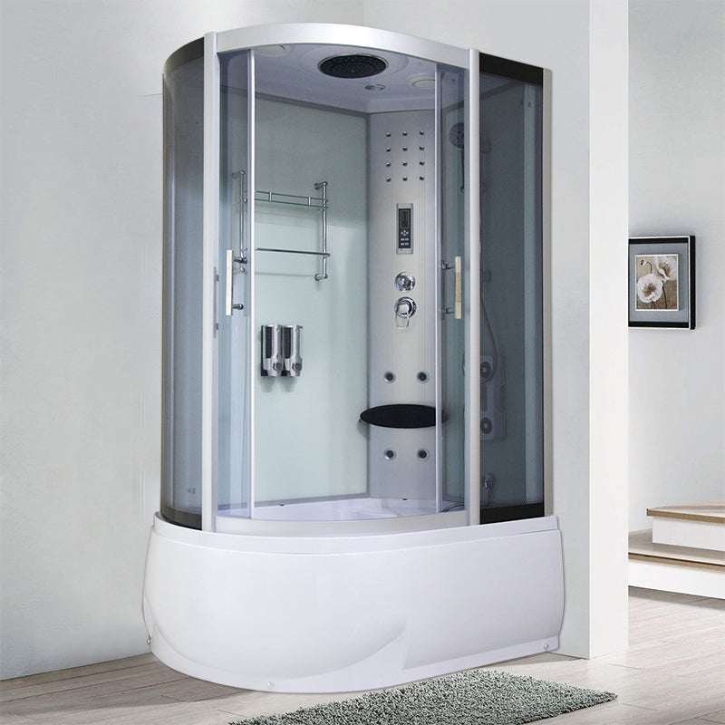 Double Sliding Tub & Shower Kit Home Tempered Glass Tub & Shower Kit Right White Clearhalo 'Bathroom Remodel & Bathroom Fixtures' 'Home Improvement' 'home_improvement' 'home_improvement_shower_stalls_enclosures' 'Shower Stalls & Enclosures' 'shower_stalls_enclosures' 'Showers & Bathtubs' 6415949