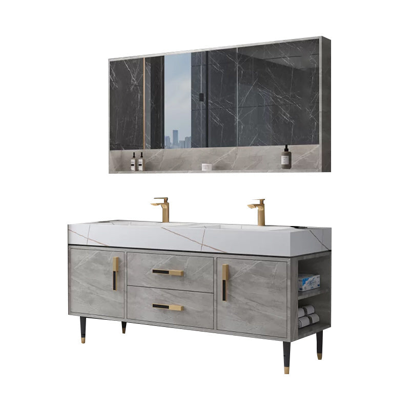 Contemporary Sink Cabinet Mirror Cabinet Wooden Vanity Cabinet for Bathroom Vanity & Faucet & Mirror Cabinet Smart Control Not Included Clearhalo 'Bathroom Remodel & Bathroom Fixtures' 'Bathroom Vanities' 'bathroom_vanities' 'Home Improvement' 'home_improvement' 'home_improvement_bathroom_vanities' 6416520