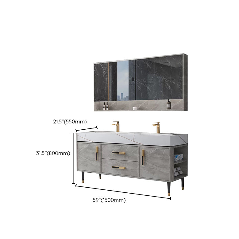 Contemporary Sink Cabinet Mirror Cabinet Wooden Vanity Cabinet for Bathroom Clearhalo 'Bathroom Remodel & Bathroom Fixtures' 'Bathroom Vanities' 'bathroom_vanities' 'Home Improvement' 'home_improvement' 'home_improvement_bathroom_vanities' 6416538