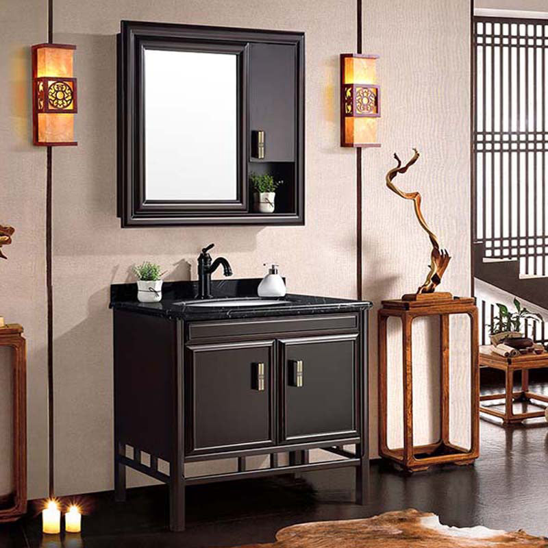 Traditional Wood Sink Vanity Solid Color Wall Mount Vanity Cabinet Vanity & Faucet & Mirror Cabinet 31.5"L x 22"W x 33.5"H Clearhalo 'Bathroom Remodel & Bathroom Fixtures' 'Bathroom Vanities' 'bathroom_vanities' 'Home Improvement' 'home_improvement' 'home_improvement_bathroom_vanities' 6416566