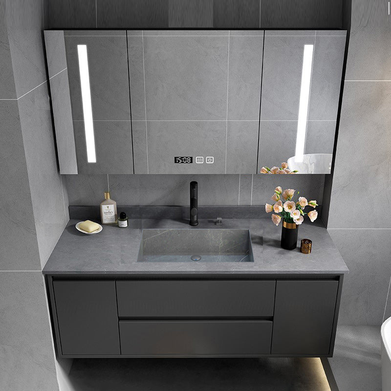 Modern Sink Vanity Wall Mount Bathroom Vanity Cabinet with Storage Shelving Vanity & Faucet & Mirror Cabinet Integrated Clearhalo 'Bathroom Remodel & Bathroom Fixtures' 'Bathroom Vanities' 'bathroom_vanities' 'Home Improvement' 'home_improvement' 'home_improvement_bathroom_vanities' 6416585
