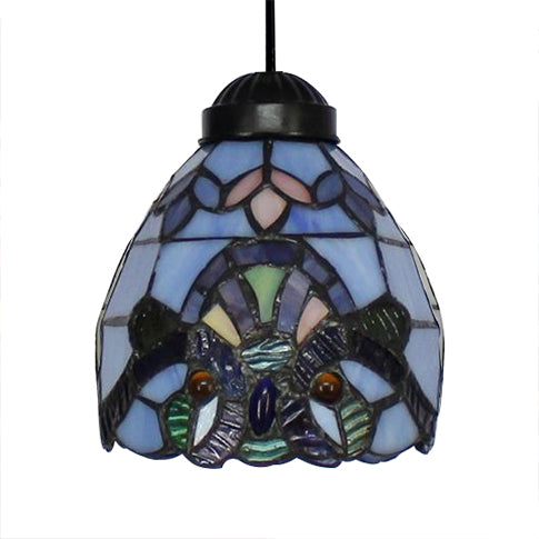 Victorian Domed Multi Light Pendants Stained Glass 3 Lights Hanging Pendant in White for Dining Room Clearhalo 'Ceiling Lights' 'Industrial' 'Middle Century Pendants' 'Pendant Lights' 'Pendants' 'Tiffany close to ceiling' 'Tiffany Pendants' 'Tiffany' Lighting' 64166