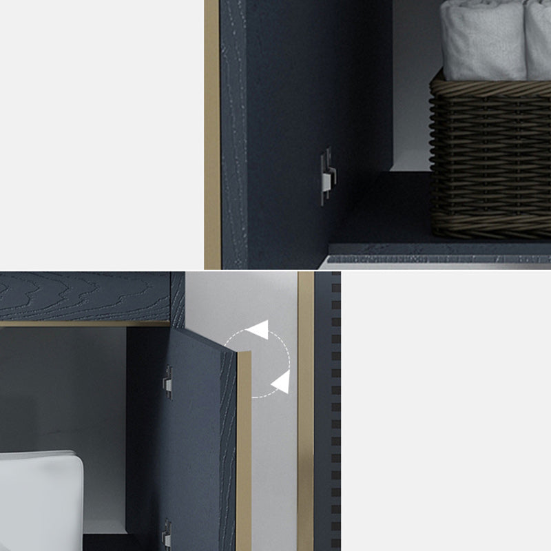 Modern Wall-Mounted Bathroom Sink Vanity Stainless Steel Vanity with Soft Close Door Clearhalo 'Bathroom Remodel & Bathroom Fixtures' 'Bathroom Vanities' 'bathroom_vanities' 'Home Improvement' 'home_improvement' 'home_improvement_bathroom_vanities' 6416647