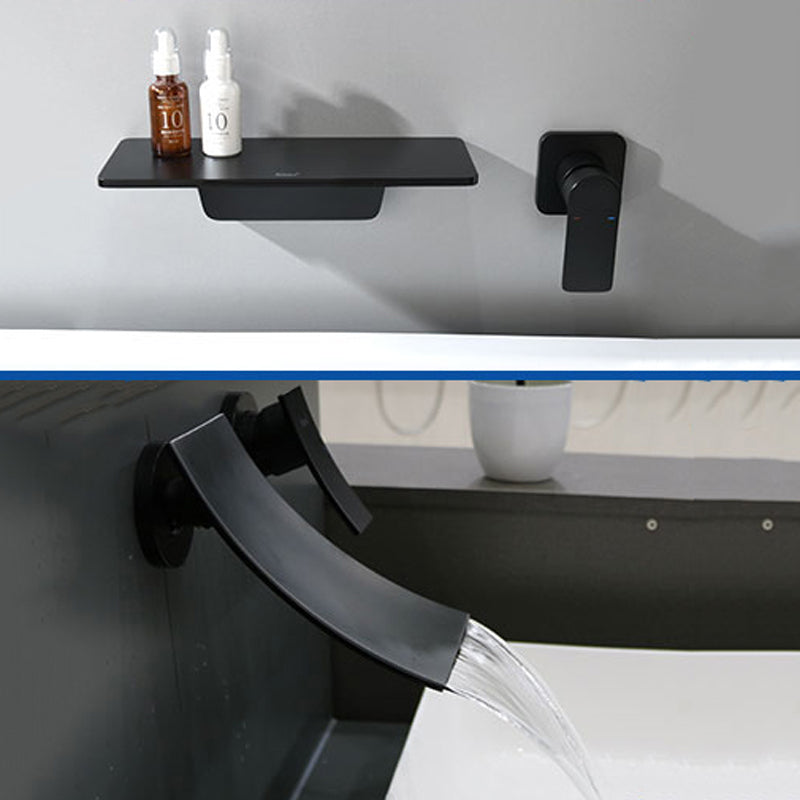 Luxury Wall Mounted Bathroom Faucet Lever Handles Low Arc Solid Brass Faucet Clearhalo 'Bathroom Remodel & Bathroom Fixtures' 'Bathroom Sink Faucets' 'Bathroom Sinks & Faucet Components' 'bathroom_sink_faucets' 'Home Improvement' 'home_improvement' 'home_improvement_bathroom_sink_faucets' 6416932