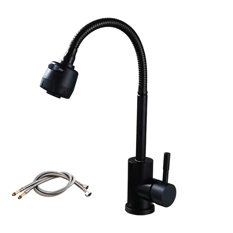 Modern 1-Handle 1-Hole Faucets Black and Silver Standard Kitchen Faucet Black 24 Inches Clearhalo 'Home Improvement' 'home_improvement' 'home_improvement_kitchen_faucets' 'Kitchen Faucets' 'Kitchen Remodel & Kitchen Fixtures' 'Kitchen Sinks & Faucet Components' 'kitchen_faucets' 6417017