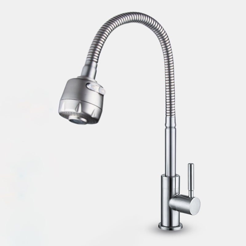 Modern 1-Handle 1-Hole Faucets Black and Silver Standard Kitchen Faucet Silver Supply Line Not Included Cold Water Dispensers Clearhalo 'Home Improvement' 'home_improvement' 'home_improvement_kitchen_faucets' 'Kitchen Faucets' 'Kitchen Remodel & Kitchen Fixtures' 'Kitchen Sinks & Faucet Components' 'kitchen_faucets' 6417024