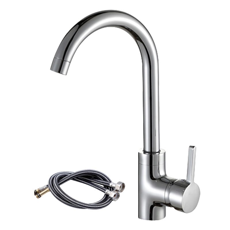 Modern Kitchen Faucet Zinc with Handles and Supply Lines Bar Prep Kitchen Faucet Clearhalo 'Home Improvement' 'home_improvement' 'home_improvement_kitchen_faucets' 'Kitchen Faucets' 'Kitchen Remodel & Kitchen Fixtures' 'Kitchen Sinks & Faucet Components' 'kitchen_faucets' 6417038