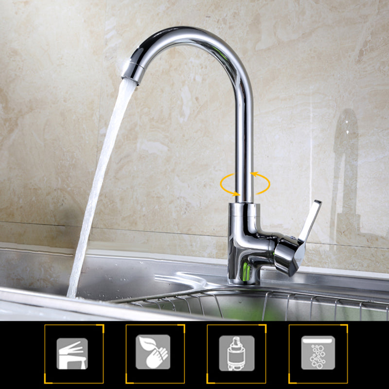Modern Kitchen Faucet Zinc with Handles and Supply Lines Bar Prep Kitchen Faucet Clearhalo 'Home Improvement' 'home_improvement' 'home_improvement_kitchen_faucets' 'Kitchen Faucets' 'Kitchen Remodel & Kitchen Fixtures' 'Kitchen Sinks & Faucet Components' 'kitchen_faucets' 6417041