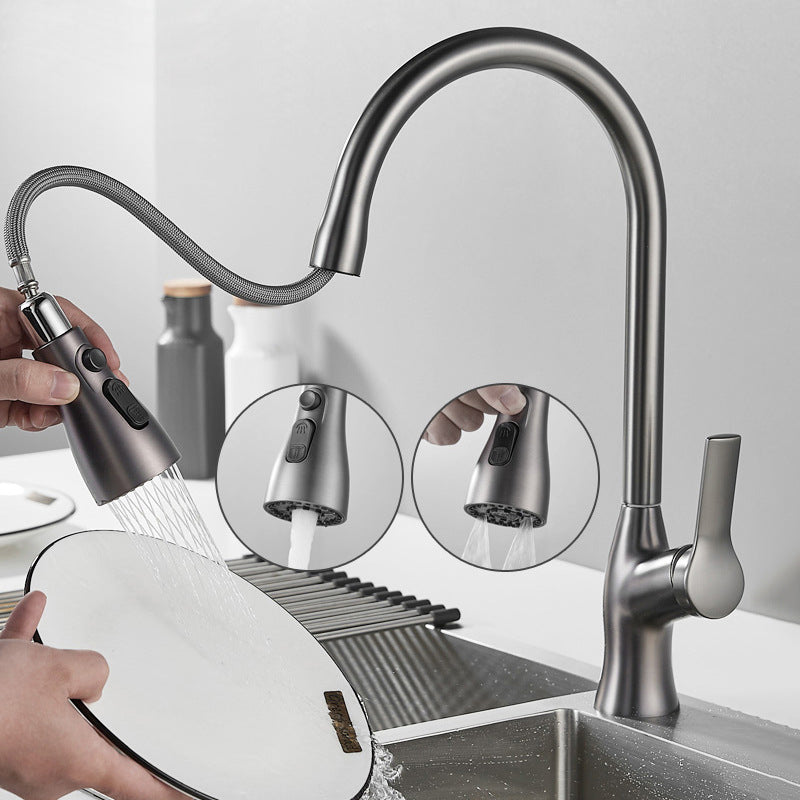 Modern 1-Handle Faucet Copper Pull down with Water Dispenser Standard Kitchen Faucet Clearhalo 'Home Improvement' 'home_improvement' 'home_improvement_kitchen_faucets' 'Kitchen Faucets' 'Kitchen Remodel & Kitchen Fixtures' 'Kitchen Sinks & Faucet Components' 'kitchen_faucets' 6417066