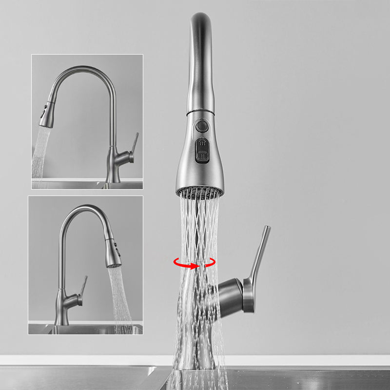 Modern 1-Handle Faucet Copper Pull down with Water Dispenser Standard Kitchen Faucet Clearhalo 'Home Improvement' 'home_improvement' 'home_improvement_kitchen_faucets' 'Kitchen Faucets' 'Kitchen Remodel & Kitchen Fixtures' 'Kitchen Sinks & Faucet Components' 'kitchen_faucets' 6417079