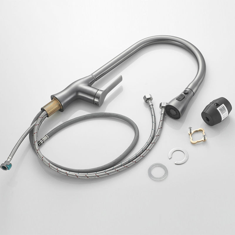 Modern 1-Handle Faucet Copper Pull down with Water Dispenser Standard Kitchen Faucet Clearhalo 'Home Improvement' 'home_improvement' 'home_improvement_kitchen_faucets' 'Kitchen Faucets' 'Kitchen Remodel & Kitchen Fixtures' 'Kitchen Sinks & Faucet Components' 'kitchen_faucets' 6417083