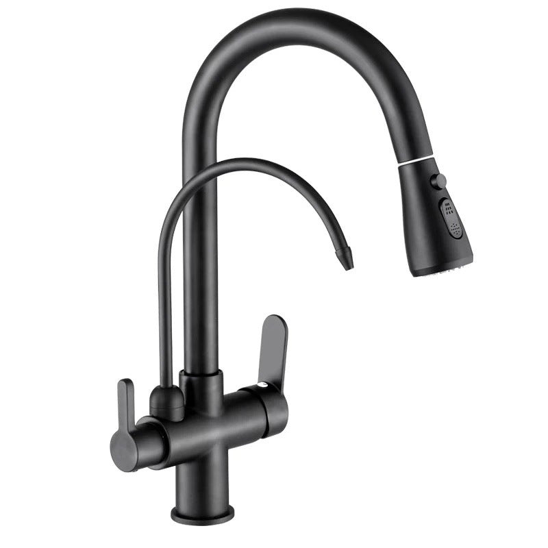 Modern 2-Handle Faucets Copper with Water Dispenser Standard Kitchen Faucets Clearhalo 'Home Improvement' 'home_improvement' 'home_improvement_kitchen_faucets' 'Kitchen Faucets' 'Kitchen Remodel & Kitchen Fixtures' 'Kitchen Sinks & Faucet Components' 'kitchen_faucets' 6417092