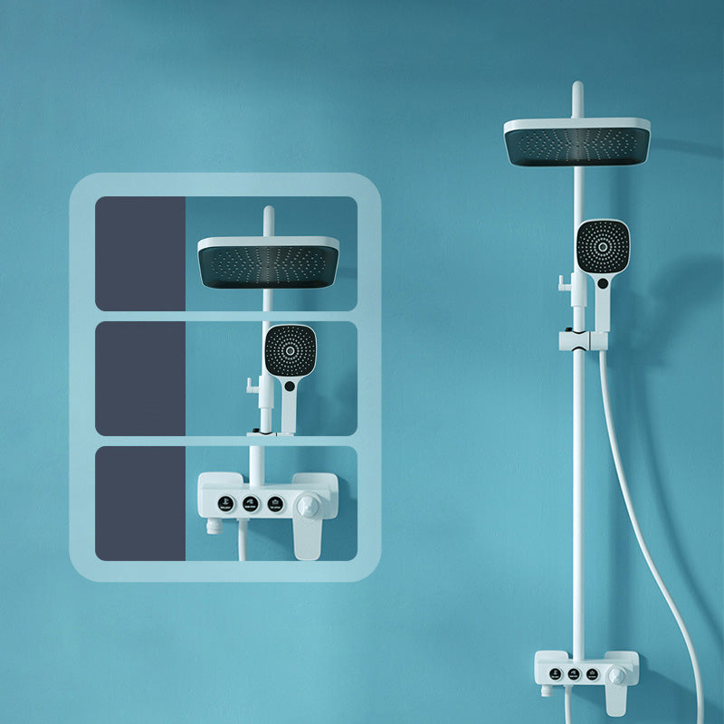 Wall Mounted Shower Arm Shower Faucet Metal Shower System with Slide Bar in White 3 Thermostatic Digital Display Not Included Clearhalo 'Bathroom Remodel & Bathroom Fixtures' 'Home Improvement' 'home_improvement' 'home_improvement_shower_faucets' 'Shower Faucets & Systems' 'shower_faucets' 'Showers & Bathtubs Plumbing' 'Showers & Bathtubs' 6417100