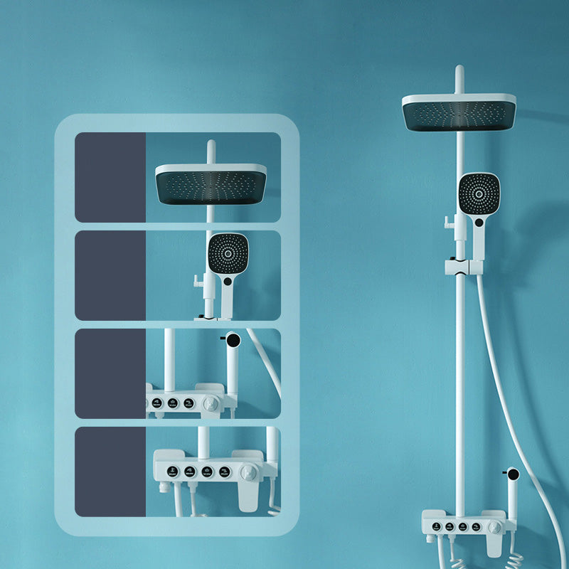 Wall Mounted Shower Arm Shower Faucet Metal Shower System with Slide Bar in White 4 Thermostatic Digital Display Not Included Clearhalo 'Bathroom Remodel & Bathroom Fixtures' 'Home Improvement' 'home_improvement' 'home_improvement_shower_faucets' 'Shower Faucets & Systems' 'shower_faucets' 'Showers & Bathtubs Plumbing' 'Showers & Bathtubs' 6417103