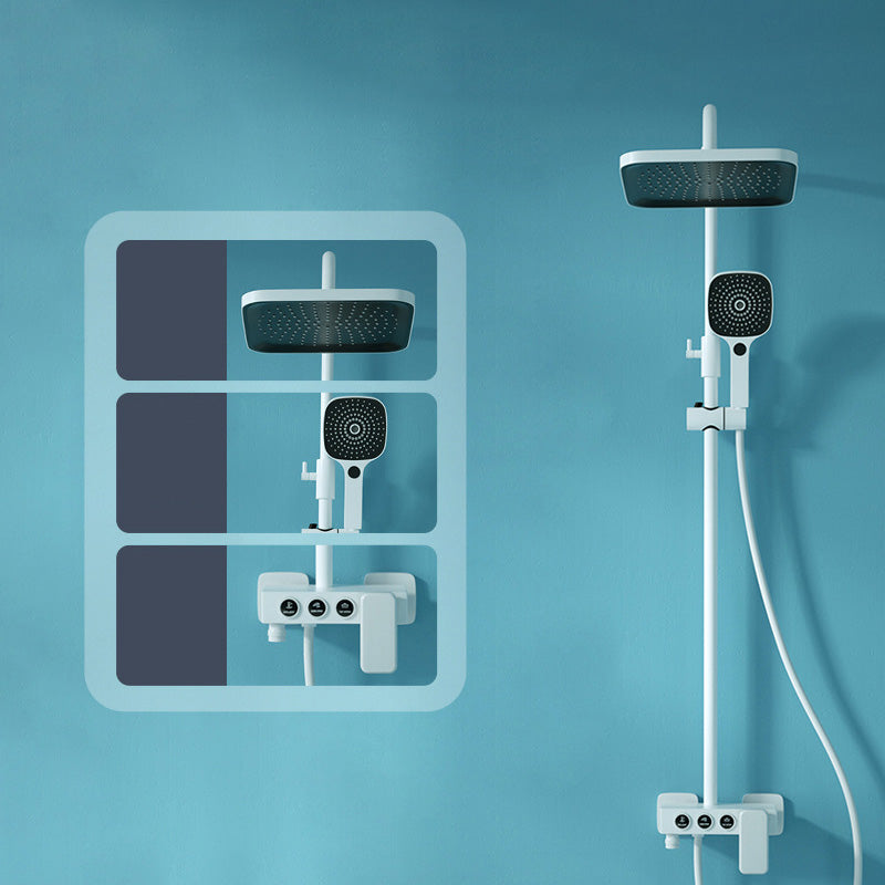 Wall Mounted Shower Arm Shower Faucet Metal Shower System with Slide Bar in White 3 Temperature Control Digital Display Not Included Clearhalo 'Bathroom Remodel & Bathroom Fixtures' 'Home Improvement' 'home_improvement' 'home_improvement_shower_faucets' 'Shower Faucets & Systems' 'shower_faucets' 'Showers & Bathtubs Plumbing' 'Showers & Bathtubs' 6417107