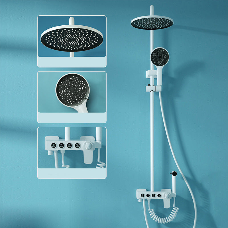 Modern Adjustable Shower Stainless Steel Shower Head Shower Faucet on Wall White Thermostatic Digital Display Not Included Clearhalo 'Bathroom Remodel & Bathroom Fixtures' 'Home Improvement' 'home_improvement' 'home_improvement_shower_faucets' 'Shower Faucets & Systems' 'shower_faucets' 'Showers & Bathtubs Plumbing' 'Showers & Bathtubs' 6417124