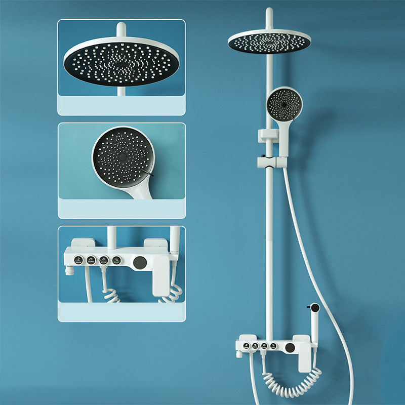Modern Adjustable Shower Stainless Steel Shower Head Shower Faucet on Wall White Temperature Control Digital Display Included Clearhalo 'Bathroom Remodel & Bathroom Fixtures' 'Home Improvement' 'home_improvement' 'home_improvement_shower_faucets' 'Shower Faucets & Systems' 'shower_faucets' 'Showers & Bathtubs Plumbing' 'Showers & Bathtubs' 6417136