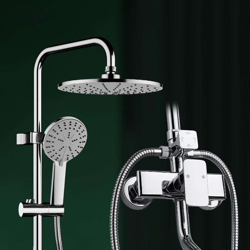 Modern Pressure Balanced Diverter Valve Shower Metal Shower Head Shower Faucet On Wall Clearhalo 'Bathroom Remodel & Bathroom Fixtures' 'Home Improvement' 'home_improvement' 'home_improvement_shower_faucets' 'Shower Faucets & Systems' 'shower_faucets' 'Showers & Bathtubs Plumbing' 'Showers & Bathtubs' 6417143
