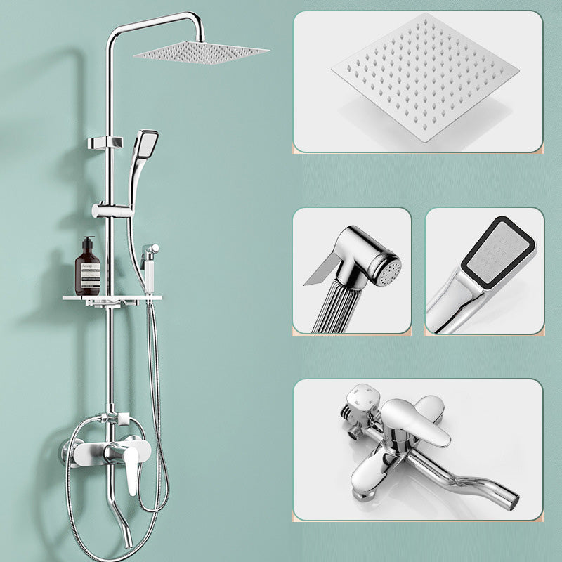Modern Pressure Balanced Diverter Valve Shower Metal Shower Head Shower Faucet On Wall Square 4 Clearhalo 'Bathroom Remodel & Bathroom Fixtures' 'Home Improvement' 'home_improvement' 'home_improvement_shower_faucets' 'Shower Faucets & Systems' 'shower_faucets' 'Showers & Bathtubs Plumbing' 'Showers & Bathtubs' 6417145