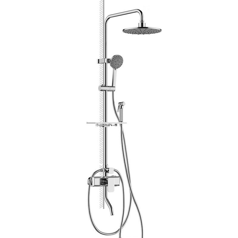 Modern Pressure Balanced Diverter Valve Shower Metal Shower Head Shower Faucet On Wall Clearhalo 'Bathroom Remodel & Bathroom Fixtures' 'Home Improvement' 'home_improvement' 'home_improvement_shower_faucets' 'Shower Faucets & Systems' 'shower_faucets' 'Showers & Bathtubs Plumbing' 'Showers & Bathtubs' 6417151
