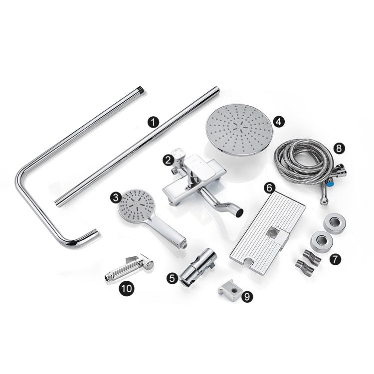 Modern Pressure Balanced Diverter Valve Shower Metal Shower Head Shower Faucet On Wall Clearhalo 'Bathroom Remodel & Bathroom Fixtures' 'Home Improvement' 'home_improvement' 'home_improvement_shower_faucets' 'Shower Faucets & Systems' 'shower_faucets' 'Showers & Bathtubs Plumbing' 'Showers & Bathtubs' 6417158