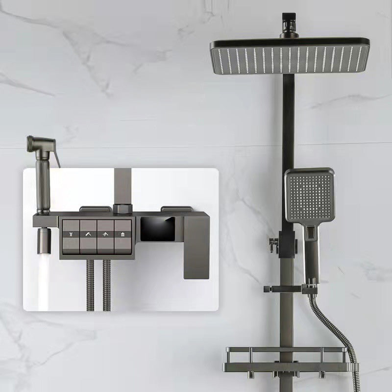 Modern Adjustable Spray Pattern Water Flow Shower Faucet Shower Hose Shower System on Wall Clearhalo 'Bathroom Remodel & Bathroom Fixtures' 'Home Improvement' 'home_improvement' 'home_improvement_shower_faucets' 'Shower Faucets & Systems' 'shower_faucets' 'Showers & Bathtubs Plumbing' 'Showers & Bathtubs' 6417164