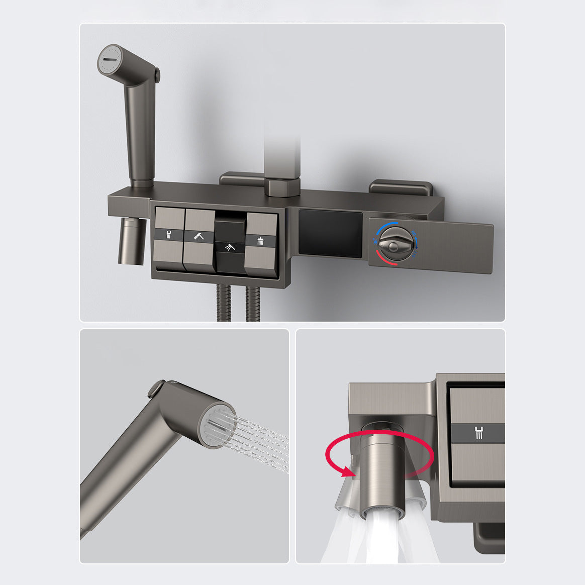 Modern Adjustable Spray Pattern Water Flow Shower Faucet Shower Hose Shower System on Wall Clearhalo 'Bathroom Remodel & Bathroom Fixtures' 'Home Improvement' 'home_improvement' 'home_improvement_shower_faucets' 'Shower Faucets & Systems' 'shower_faucets' 'Showers & Bathtubs Plumbing' 'Showers & Bathtubs' 6417174