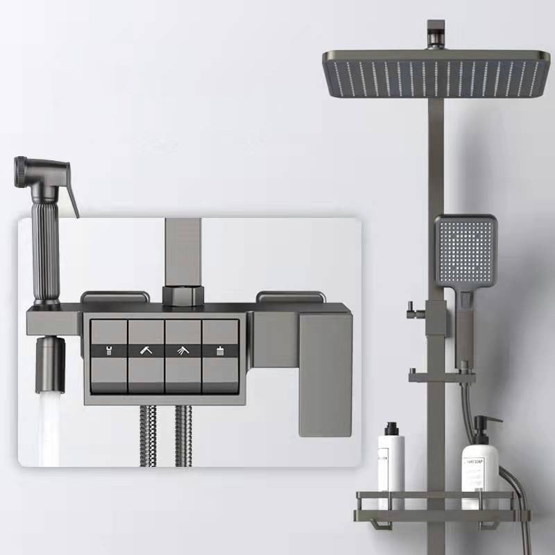 Modern Adjustable Spray Pattern Water Flow Shower Faucet Shower Hose Shower System on Wall Grey Temperature Control Digital Display Not Included Clearhalo 'Bathroom Remodel & Bathroom Fixtures' 'Home Improvement' 'home_improvement' 'home_improvement_shower_faucets' 'Shower Faucets & Systems' 'shower_faucets' 'Showers & Bathtubs Plumbing' 'Showers & Bathtubs' 6417176