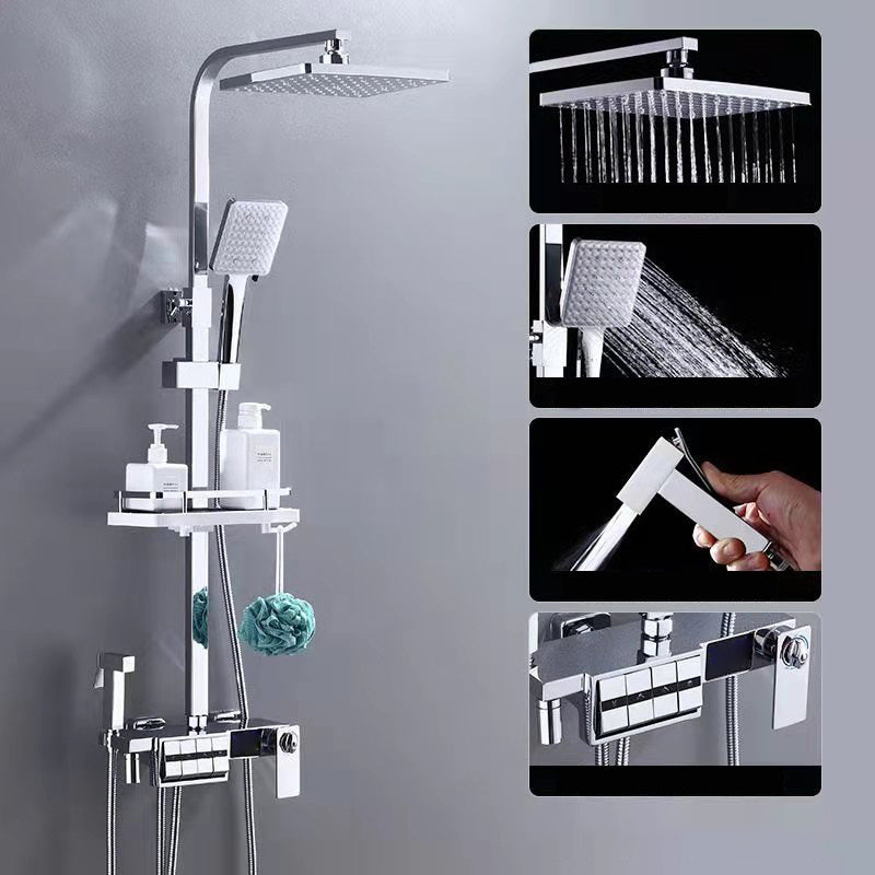 Modern Adjustable Spray Pattern Water Flow Shower Faucet Shower Hose Shower System on Wall Silver Thermostatic Digital Display Included Clearhalo 'Bathroom Remodel & Bathroom Fixtures' 'Home Improvement' 'home_improvement' 'home_improvement_shower_faucets' 'Shower Faucets & Systems' 'shower_faucets' 'Showers & Bathtubs Plumbing' 'Showers & Bathtubs' 6417184