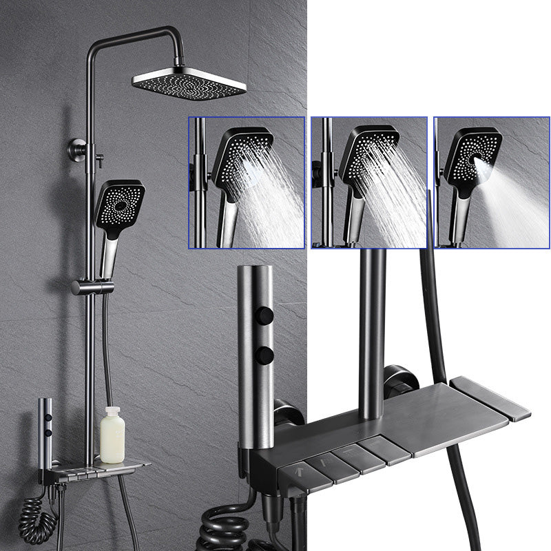 Adjustable Spray Pattern Shower Combo Stainless Steel Shower Faucet Arm Shower Head Square Digital Display Not Included Clearhalo 'Bathroom Remodel & Bathroom Fixtures' 'Home Improvement' 'home_improvement' 'home_improvement_shower_faucets' 'Shower Faucets & Systems' 'shower_faucets' 'Showers & Bathtubs Plumbing' 'Showers & Bathtubs' 6417197