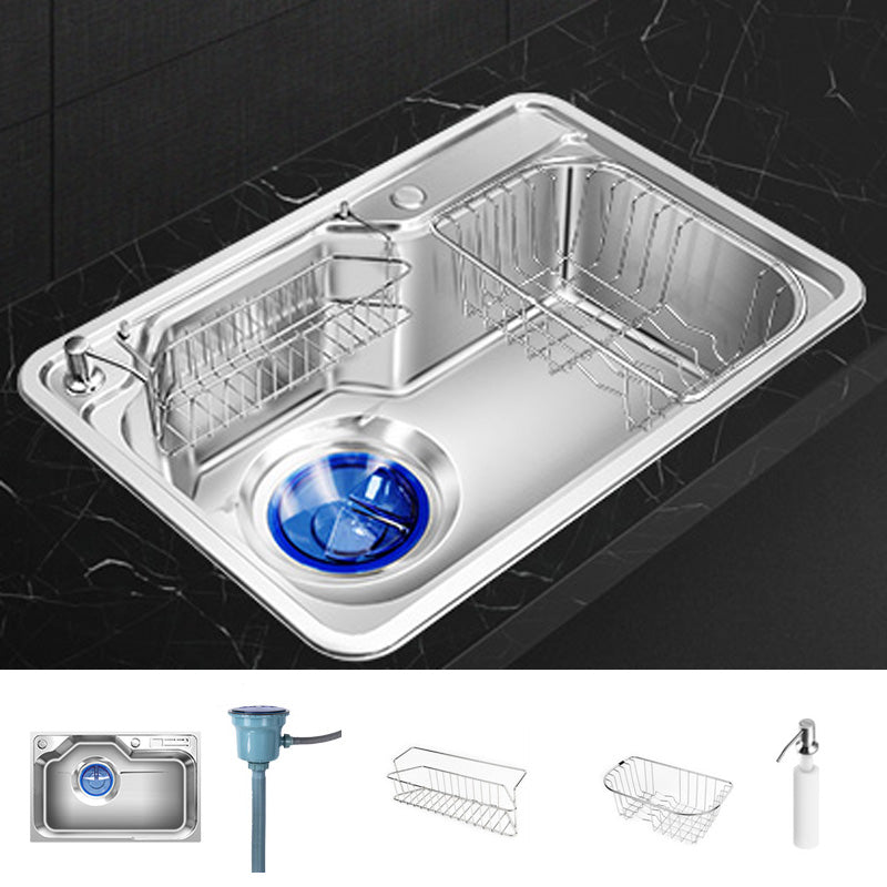 Contemporary Style Kitchen Sink Pure Color Stainless Steel 2 Holes Drop-In Kitchen Sink 27"L x 18"W x 9"H Sink Only None Clearhalo 'Home Improvement' 'home_improvement' 'home_improvement_kitchen_sinks' 'Kitchen Remodel & Kitchen Fixtures' 'Kitchen Sinks & Faucet Components' 'Kitchen Sinks' 'kitchen_sinks' 6417217