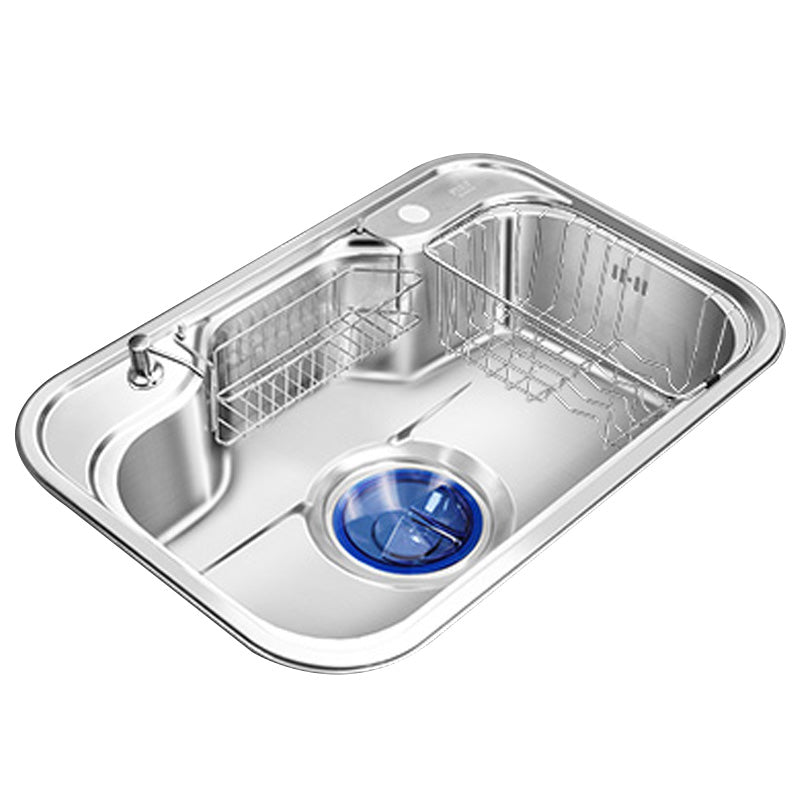 Contemporary Style Kitchen Sink Pure Color Stainless Steel 2 Holes Drop-In Kitchen Sink Clearhalo 'Home Improvement' 'home_improvement' 'home_improvement_kitchen_sinks' 'Kitchen Remodel & Kitchen Fixtures' 'Kitchen Sinks & Faucet Components' 'Kitchen Sinks' 'kitchen_sinks' 6417225