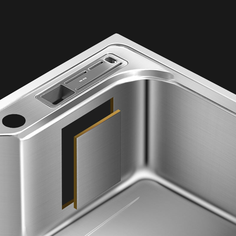 Contemporary Style Kitchen Sink Pure Color Stainless Steel 2 Holes Drop-In Kitchen Sink Clearhalo 'Home Improvement' 'home_improvement' 'home_improvement_kitchen_sinks' 'Kitchen Remodel & Kitchen Fixtures' 'Kitchen Sinks & Faucet Components' 'Kitchen Sinks' 'kitchen_sinks' 6417232