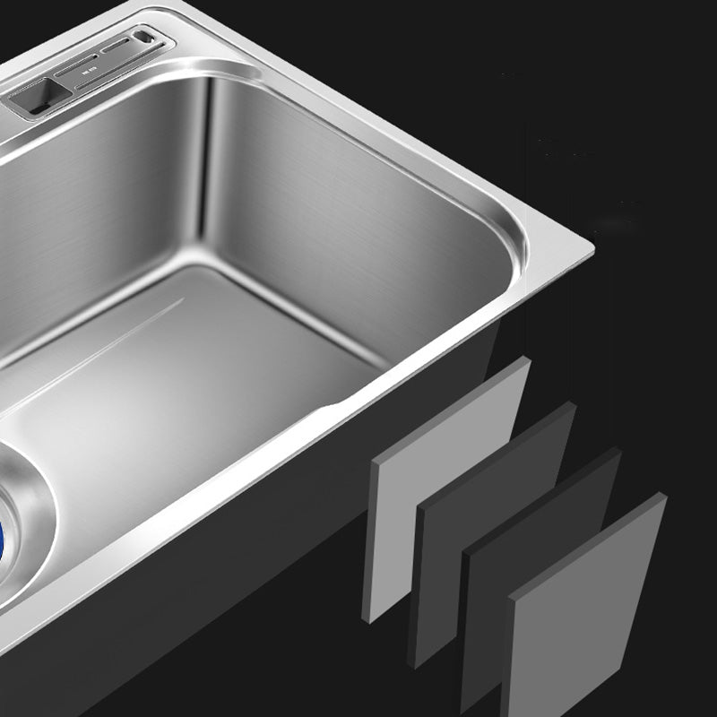 Contemporary Style Kitchen Sink Pure Color Stainless Steel 2 Holes Drop-In Kitchen Sink Clearhalo 'Home Improvement' 'home_improvement' 'home_improvement_kitchen_sinks' 'Kitchen Remodel & Kitchen Fixtures' 'Kitchen Sinks & Faucet Components' 'Kitchen Sinks' 'kitchen_sinks' 6417242