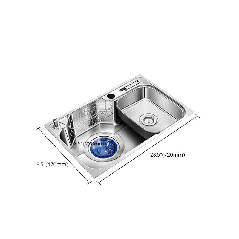 Contemporary Style Kitchen Sink Pure Color Stainless Steel 2 Holes Drop-In Kitchen Sink Clearhalo 'Home Improvement' 'home_improvement' 'home_improvement_kitchen_sinks' 'Kitchen Remodel & Kitchen Fixtures' 'Kitchen Sinks & Faucet Components' 'Kitchen Sinks' 'kitchen_sinks' 6417249