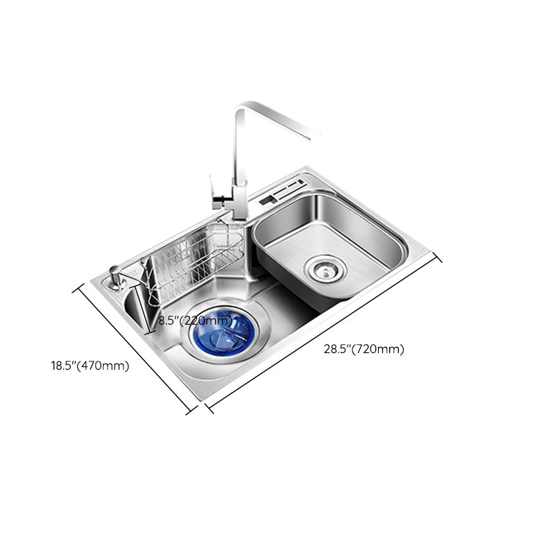 Contemporary Style Kitchen Sink Pure Color Stainless Steel 2 Holes Drop-In Kitchen Sink Clearhalo 'Home Improvement' 'home_improvement' 'home_improvement_kitchen_sinks' 'Kitchen Remodel & Kitchen Fixtures' 'Kitchen Sinks & Faucet Components' 'Kitchen Sinks' 'kitchen_sinks' 6417251